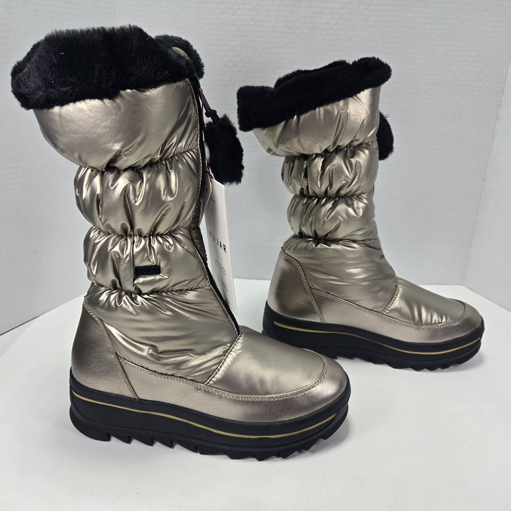 Pajar Toboggan 2.0 Gold Stellare Front Zip Nylon Snow Boots Women's Size 8.5 - Picture 3 of 15